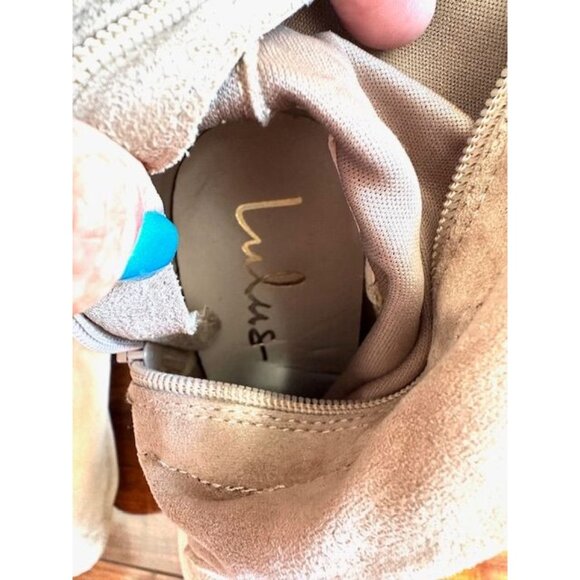 Lulu's Taupe Over-The-Knee Medieval Heeled Boots Side Zipper & Tie Closures 8.5 - Picture 8 of 9